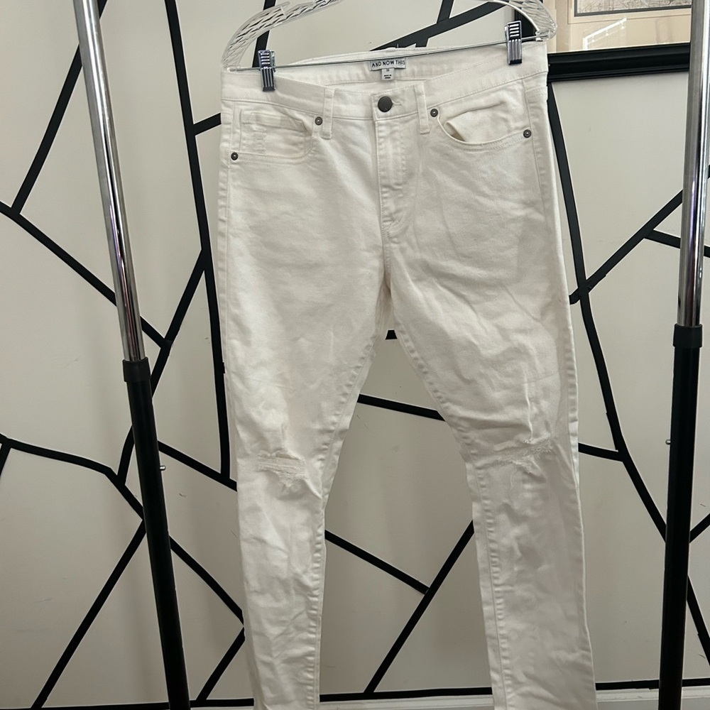 ‘And Now This’ brand White Distressed Skinny Jeans